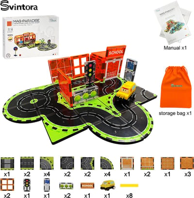 Magnetische tegels Montessori Speelgoed-Magnetic Tiles bouwstenen toys- Voor 3, 4, 5, 6, 7, 8, 9 Jaar - Bouw je Magna Wereld - Svintora