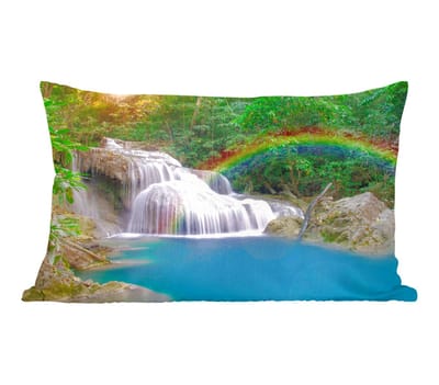 Sierkussens - Kussentjes Woonkamer - 50x30 cm - Regenboog - Zon - Waterval - Natuur