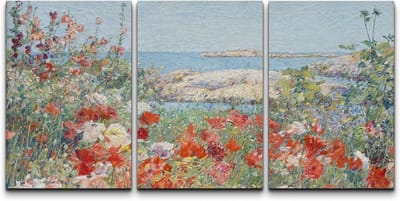 Canvas Kunst Set - Wanddecoratie Set - Woonkamer Aankleden - Aquarel Bloem Veld - 16" x 24" x 3 - Pastel