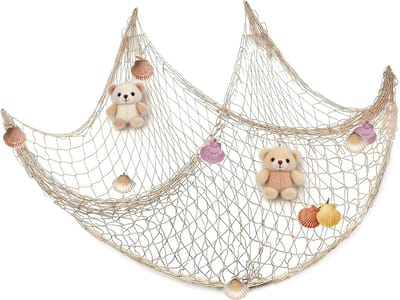Dailygoods- Wandnet Natuurlijk Katoen - Handgeweven Decoratie - Feestdecoratie - Tropisch Nautisch - Geschikt voor Bruiloft - 1m x 2m - Decoratienet