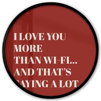 Poster in lijst Rond - Fotolijst 40x40 cm - Posters - Rood - Quote - Liefde - Ronde posterlijst zwart - Decoratie - Wanddecoratie woonkamer - Muurdecoratie slaapkamer