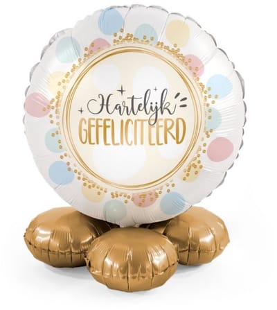 Hartelijk gefeliciteerd - Ballonnen set met standaard - Everloon