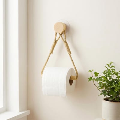 KZQ Rustieke Houten Wandhouder Voor Toiletpapier En Handdoeken Met Zelfklevende Strip - Creatief Badkameraccessoire