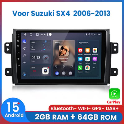 Awesafe Autoradio - Geschikt Voor Suzuki SX4 (2006 t/m 2013) - 2+64GB 4Core - 9 inch Android 15.0 CarPlay Autoradio - Draadloos CarPlay & Android Auto - Bluetooth & WiFi - GPS Navigatie - 2006 2007 2008 2009 2010 2011 2012 2013