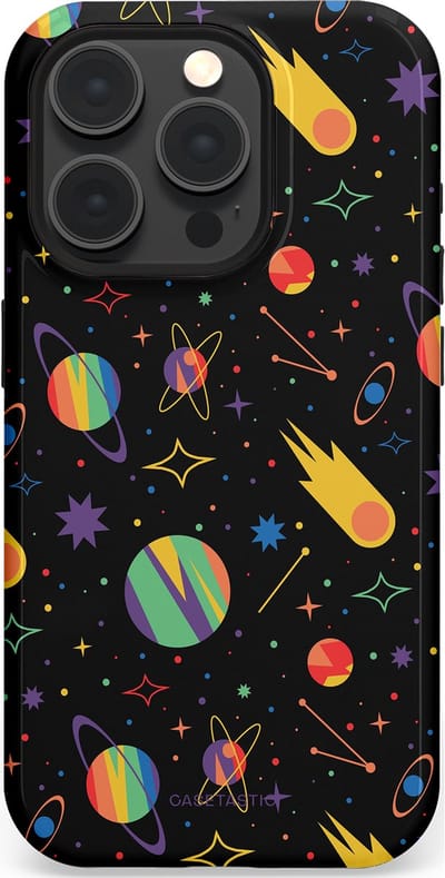 Casetastic Hoesje Geschikt voor Apple iPhone 15 Pro Magsafe - Stijlvolle Beschermende Duo-layer Case - Planeten en meteoren