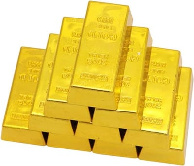 Replica Gouden Staven van Plastic, Neppengoud Blok, Decoratie voor Feestjes, Film Props en Grappige Cadeaus voor Cowboys en Piraten
