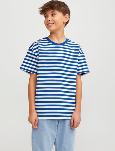 JACK&JONES - JORSANTORIN STRIPE TEE SS CREW NECK JNR - Jongens - T-shirts