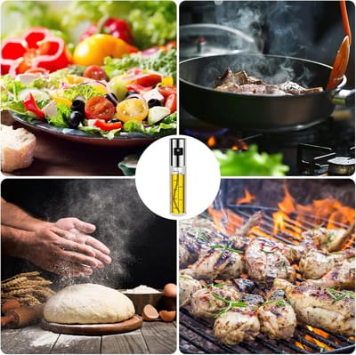 QTTVBTNA -1 stuk olieverstuiver, olieverstuiverfles, 100 ml kookolieverstuiver met schaalverdeling, transparante navulbare olie- of azijnfles voor koken, grillen, bakken, pasta, salade (zilver)