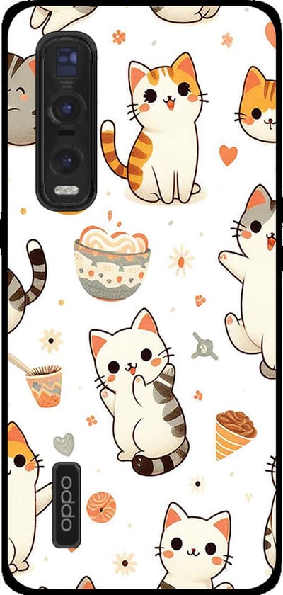 Smartphonica Telefoonhoesje Geschikt voor Oppo Find X2 Pro met katten opdruk - TPU backcover case cat design geschikt voor Oppo Find X2 Pro
