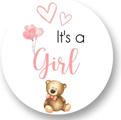 20x Sluitsticker It's a Girl - Roze - 40 mm - Baby Bear - Geboorte Sticker - Sluitzegel - Sticker Geboortekaart Meisje - Baby nieuws - Trakteren Broer Zus Basisschool Kinderdagverblijf - Glossy - Sluitzegel - Wensetiket