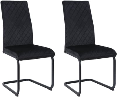 Valbourg-Eetkamerstoel - Zwart Fluweel - Set van 2