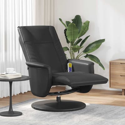 vidaXL - Massagestoel - verstelbaar - met - voetensteun - kunstleer - zwart