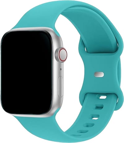 Strap-it Classic Siliconen band - Geschikt voor Apple Watch bandje - Series 1/2/3/4/5/6/7/8/9/10/11/SE/SE2/SE3 - Aqua - Bandje siliconen sport loop - iWatch sportbandje voor maat: 38 / 40 / 41 / 42mm