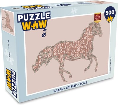 Puzzel Paard - Letters - Roze - Meisjes - Kinderen - Meiden - Legpuzzel - Puzzel 500 stukjes