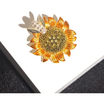 Prachtige Zonnebloem Bij Broches Voor Vrouwen Margriet Bloemen Kraag Insect Broche Speld Kleding Sieraden Accessoires beige