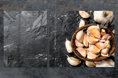 TMK ArtDeko Serie - Glazen Snijplank - 100x52 cm - Czosnek Design - Keukenbescherming