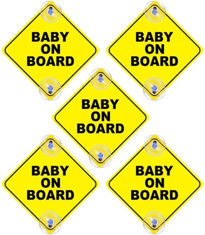 BRENZOOS- Baby aan boord Stickers - Waarschuwingssticker - Duurzaam - Sterk - Afneembaar - Met Zuignap - Voor Veiligheid - Waarschuwingsstickers