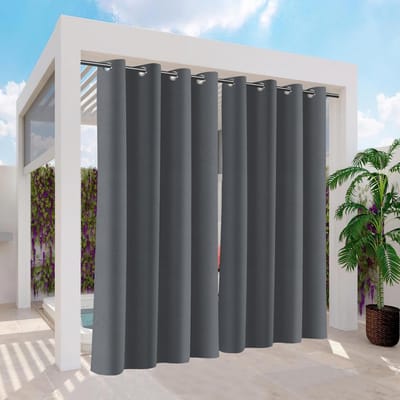 Outdoorgordijn Waterdicht - Terrasgordijn Inkijkbescherming - Buitenruimte Aankleden - Ondoorzichtig Weerbestendig - 254 x 213 cm - Grijs