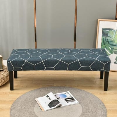 Housse de banc imprimée extensible, pour salle à manger, chambre à coucher, salon, maison, élasticité, Anti-salissure, housse de chaise longue, étui de tabouret de maquillage pour Piano 1 piece gray