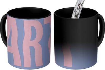 Magische Mok - Foto op Warmte Mokken - Koffiemok - Art - Roze - Blauw - Magic Mok - Beker - 350 ML - Theemok - Mok met Tekst