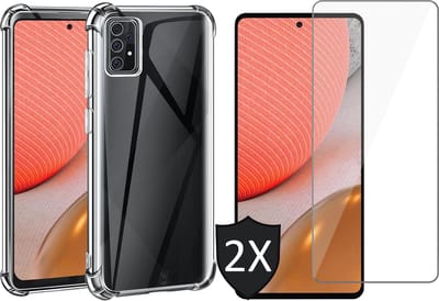 Hoesje geschikt voor Samsung Galaxy A72 - Shock Proof Case - Transparant - Met 2x Screenprotector