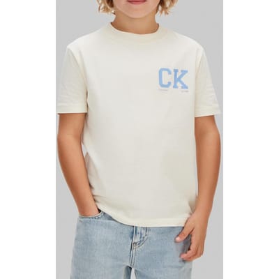 Calvin Klein Boys Chest Logo Ss T-shirt Vanilla Ice Taglia: 4 | T-shirt Outlet | kids | Bianco