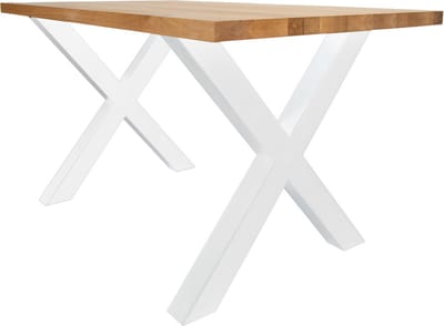 Dimehouse Eettafel Rover Eikenhout X-poot Wit 240 x 100 x 4 cm - Eikenhout - Industrieel - Rechthoek