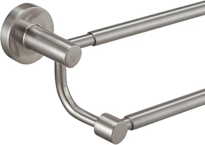 Verstelbare 16,5-28,5 inch dubbele badhanddoekstang voor badkamer SUS304 roestvrijstalen handdoekhouder, hotelstijl wandmontage met schroeven handdoekstang, handdoekenrek staafhanger, geborsteld