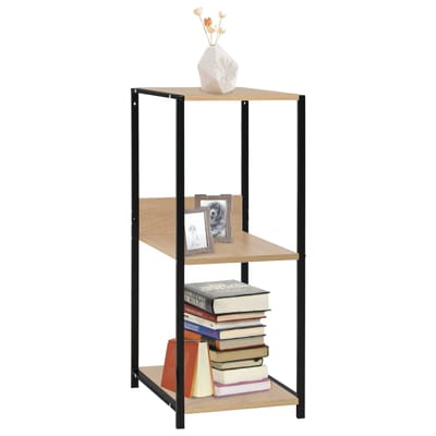 vidaXL - Boekenkast - 33,5x39,6x79,7 - cm - bewerkt - hout - zwart - en - eikenkleurig