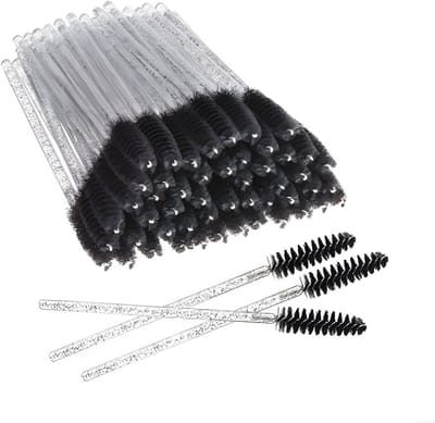 Knaak Wimper & Wenkbrauw Borsteltjes - 50 Stuks - Wegwerp Mascara Borsteltjes - Zwart Glitter