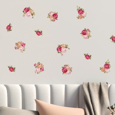 Muurstickers - Rozenboeket - Transparante achtergrond - 100x100cm