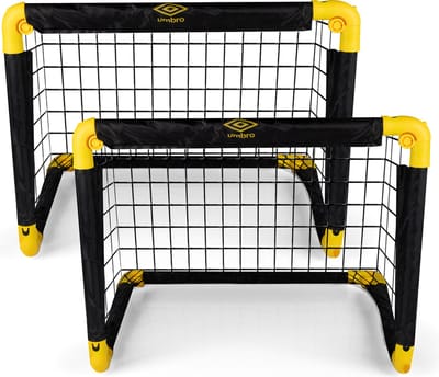 Umbro Voetbaldoel 50 x 44,5 x 44,5 cm - Voetbaldoeltjes Set van 2 - Voetbalgoal Opvouwbaar - Voetbal Goal Makkelijk Opbergen - Voetbal Training Goals voor Kinderen - Kunststof - Zwart/ Geel