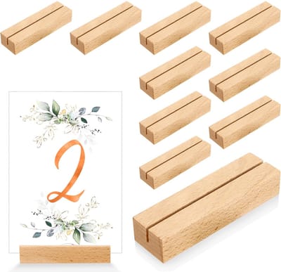 Set van 10 Houten Kaartjeshouders – Beuken Houders voor Tafelnummer, Menu of Namen – Perfect voor Bruiloften, Banketten en Feesten