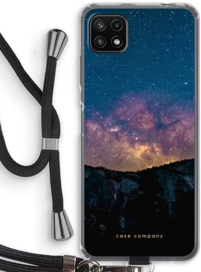 Case Company® - Hoesje met koord geschikt voor Samsung Galaxy A22 5G hoesje met Koord - Travel to space - Telefoonhoesje met Zwart Koord - Bescherming aan alle Kanten en Over de Schermrand