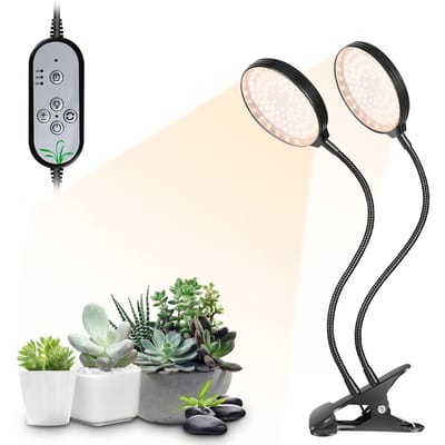 USB Plant Grow Light 312 LED's Zonlicht Volledig Spectrum Verstelbare Desktop Klem Groeilamp voor Binnenplanten 5 Dimbare Niveaus 4812H Timer 2 heads