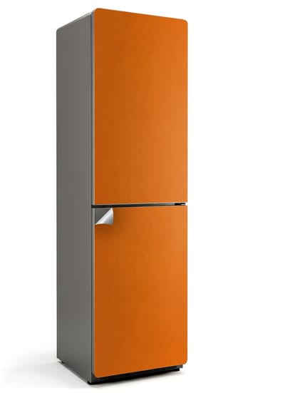 Wallfluent Koelkaststickers - Oranje Koelkast Folie - 60 cm x 205 cm - Oranje Koelkaststickers - Koelkast Wrap - Koelkast Makeover - Waterdichte Koelkast Sticker - Koelkast Design