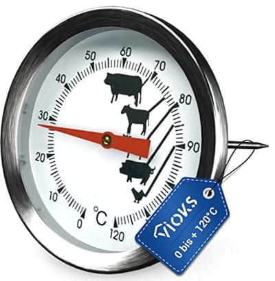 Vleesthermometer voor Nauwkeurige Temperatuurmeting van Vlees - 0 tot +120 °C, Roestvrij Staal