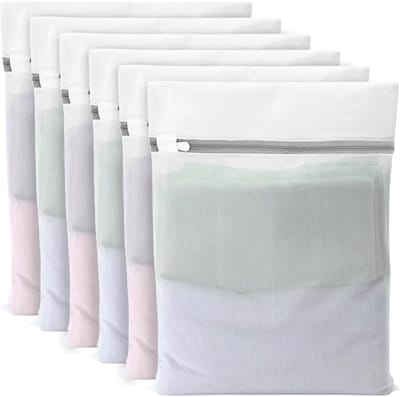 Thijox - 6 Stuks Wasnet voor Wasmachine, 40 x 30 cm Klein Wasnet voor Fijne Was, Duurzaam Polyester, Mesh Waszakken met Rits voor Ondergoed, Truien, K