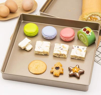 Kookplaat - Keukenaccessoire - Non Stick - Goud Aluminium - Bakplaat - Brood Pizza Bakken - Vierkant - Bakplaat Tool - Geschikt voor Oven - 28x28x3cm.