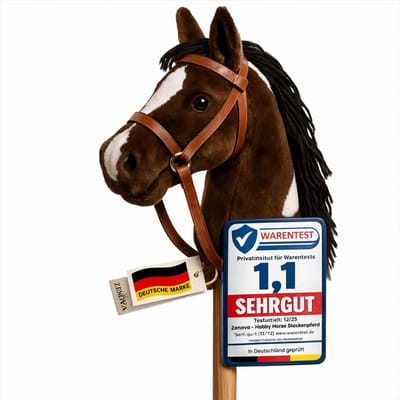 Hobby Paard Steekpaard Bruin - Stokpaard voor Kinderen - Rijspeelgoed voor Binnen en Buiten - Perfect voor Toernooien