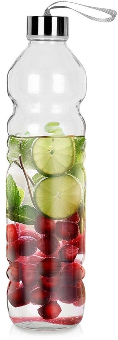Orion - Glazen Fles - 1,1 l - Zilver Deksels - Siliconen Afdichting