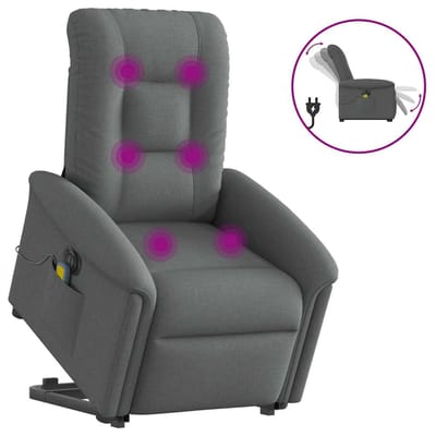 vidaXL - Sta-op-massagestoel - elektrisch - verstelbaar - stof - donkergrijs