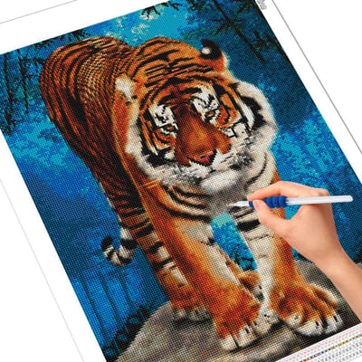 Peinture diamant tigre 5D à faire soi-même, broderie complète de diamants carrés, animaux, décoration murale faite à la main, cadeau Full Square 20X30CM
