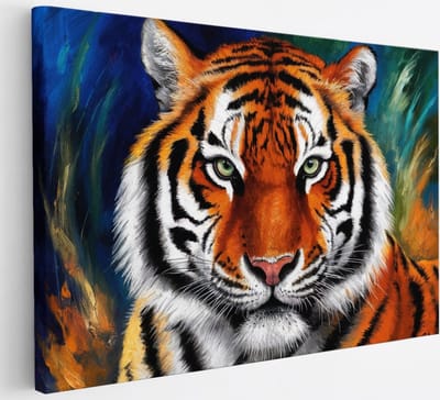 Saammp Canvas Schilderij - Abstracte tijger - Kleurrijk - Natuur - Dieren - 30x20 - Foto op canvas - Wanddecoratie - muurdecoratie Woonkamer - Slaapkamer decoratie - Canvas Print