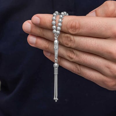 925 Sterling Zilveren Heren Tasbih - Handgemaakt - Klassiek Design - Rond Model - Tijdloos Cadeau - Elegant Accessoire