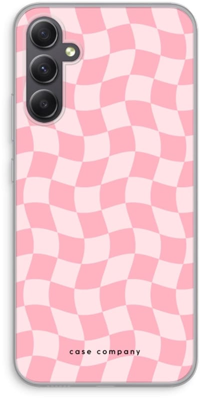 Case Company® - Hoesje geschikt voor Samsung Galaxy A34 hoesje - Grid Roos - Soft Cover Telefoonhoesje - Bescherming aan alle Kanten en Schermrand