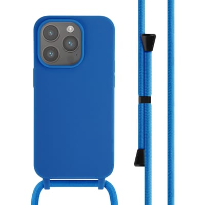 imoshion Hoesje - Geschikt voor Apple iPhone 14 Pro - Siliconen hoesje met koord - Blauw