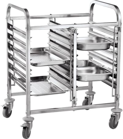 HENDI Dubbele regaalwagen – 12 etages – 4 zwenkwielen – 150kg capaciteit – 810x610x960 mm