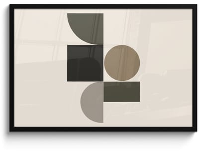 Poster in lijst - Fotolijst 90x60 cm - Posters - Aardetinten - Abstracte compositie - Eenvoudige vormen - Posterlijst zwart - Decoratie - Wanddecoratie woonkamer - Muurdecoratie slaapkamer