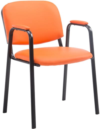 CLP Ken Pro - Stapelstoel - armleuningen - zwart - 150 kg - Kunstleer/oranje